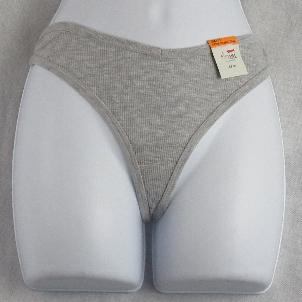 NWT Jenni 1-Pack Women's Ribbed Knit Thong Panty Underwear, Sleep Gray Heather